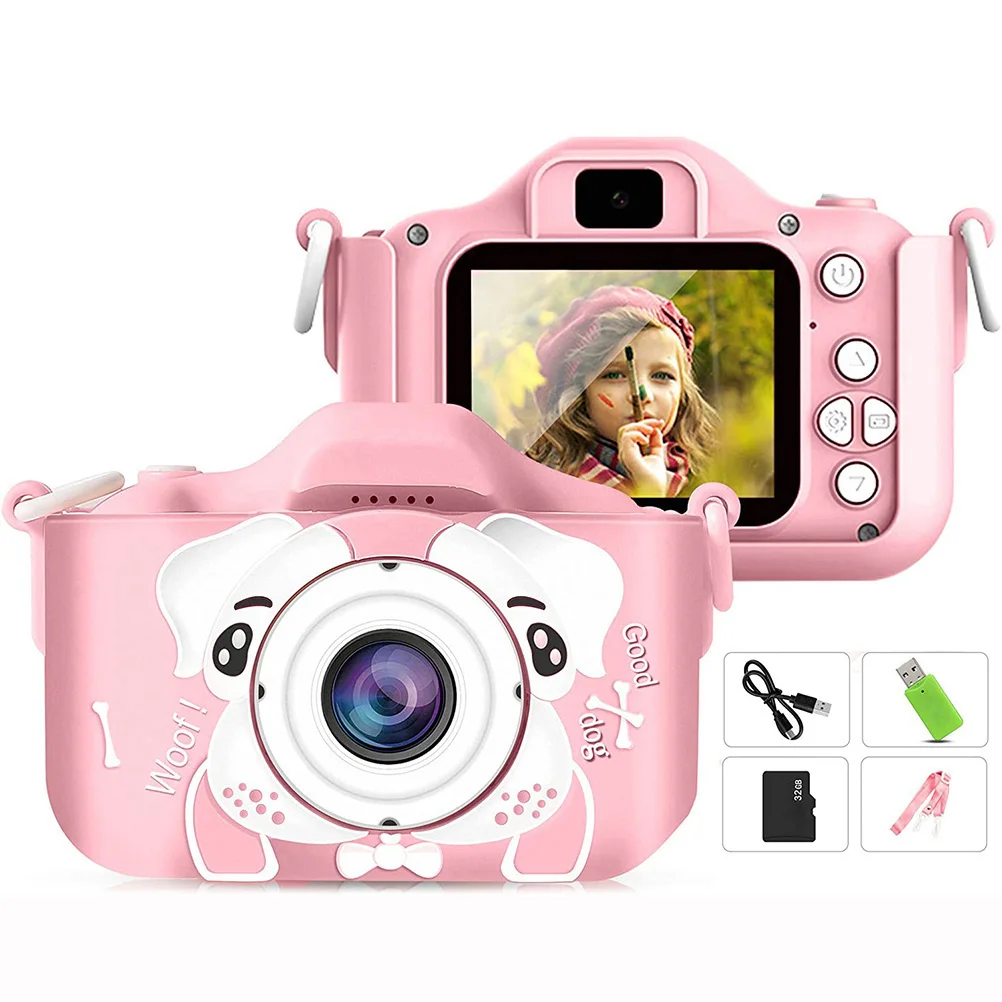 

WiFi Kids Digital Camera 20MP Dual Camera Rechargeable Cartoon Mini Camera with 32GB SD Card 2.0inch IPS Screen Camera Toy Gift