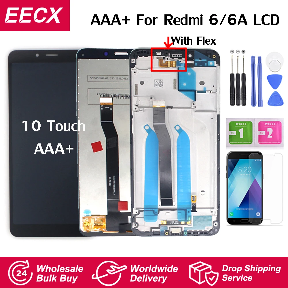 5 45 &quot6A ips lcd ОРИГИНАЛ для Xiaomi Redmi 6 сенсорный экран сенсор дигитайзер сборка Замена