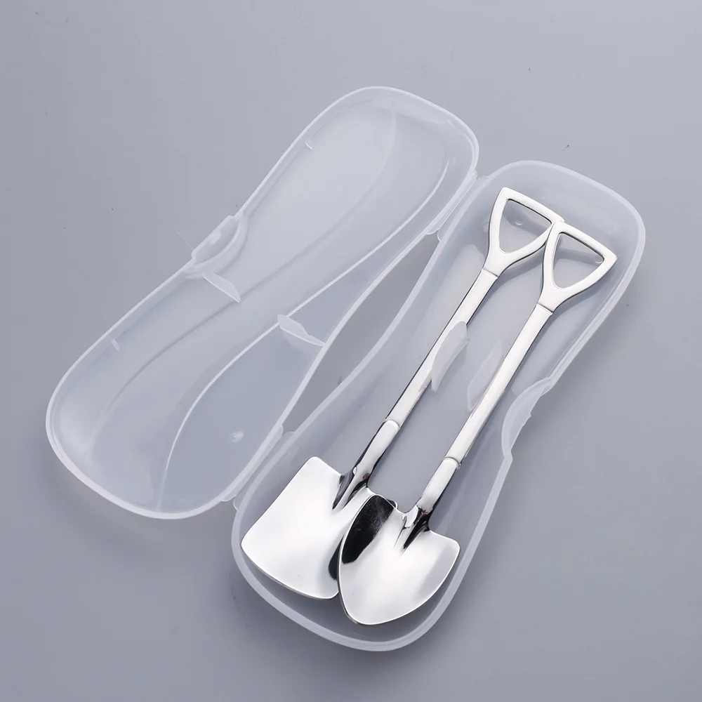 2pcs/set Stainless Steel Iron Shovel Spoon Coffee Ice Cream Spoon
