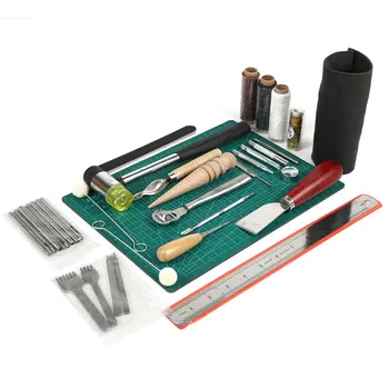 

New combination Leather Craft Sewing Punch Tool Kit Set Cutter Carving Working Stitching Leather craft Tool Sets