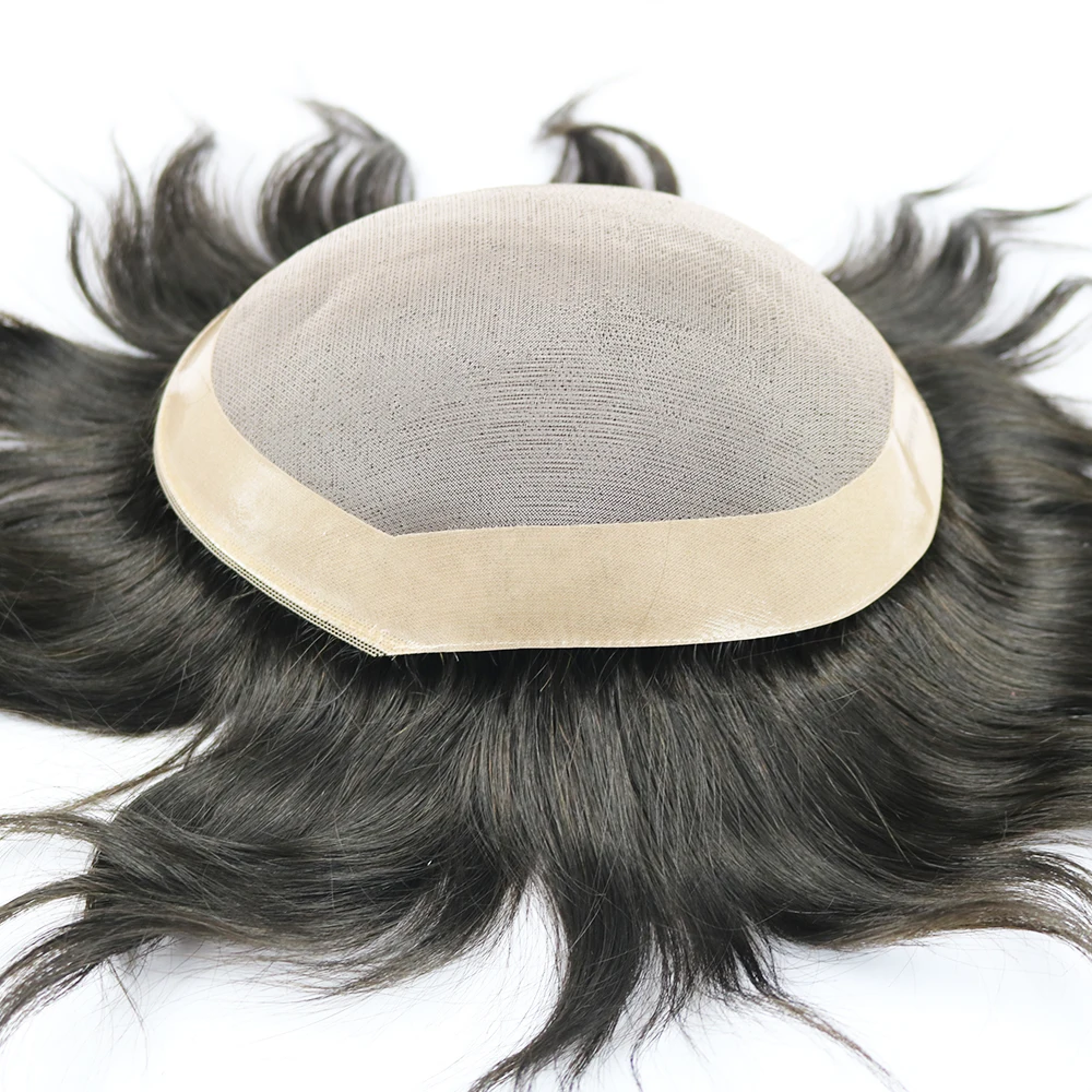 Eversilky Mono Base Remy Human Hair Men's Toupee Replacement Piece Free Style 8x10 Off Black #1B