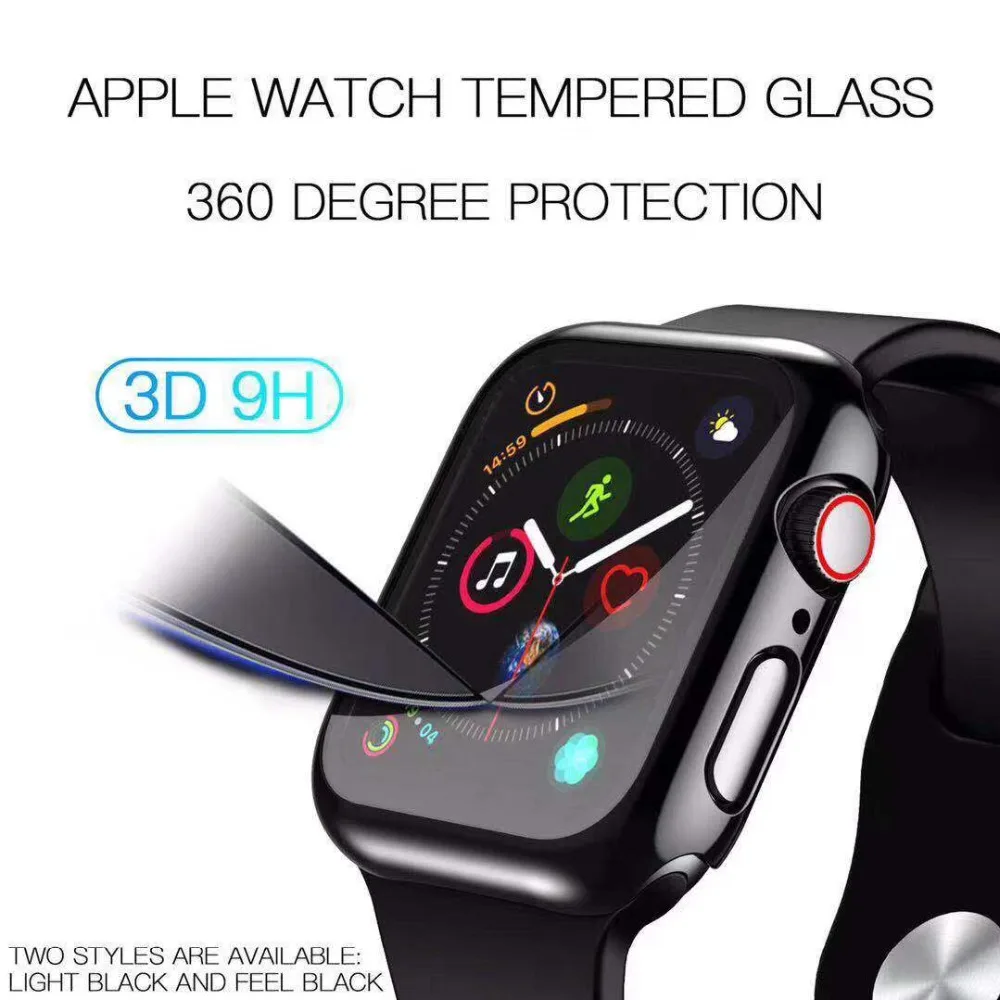 Чехол + закаленное стекло для Apple Watch 40 мм 44 Series 5 4 защита экрана чехол бампер iwatch 3 2