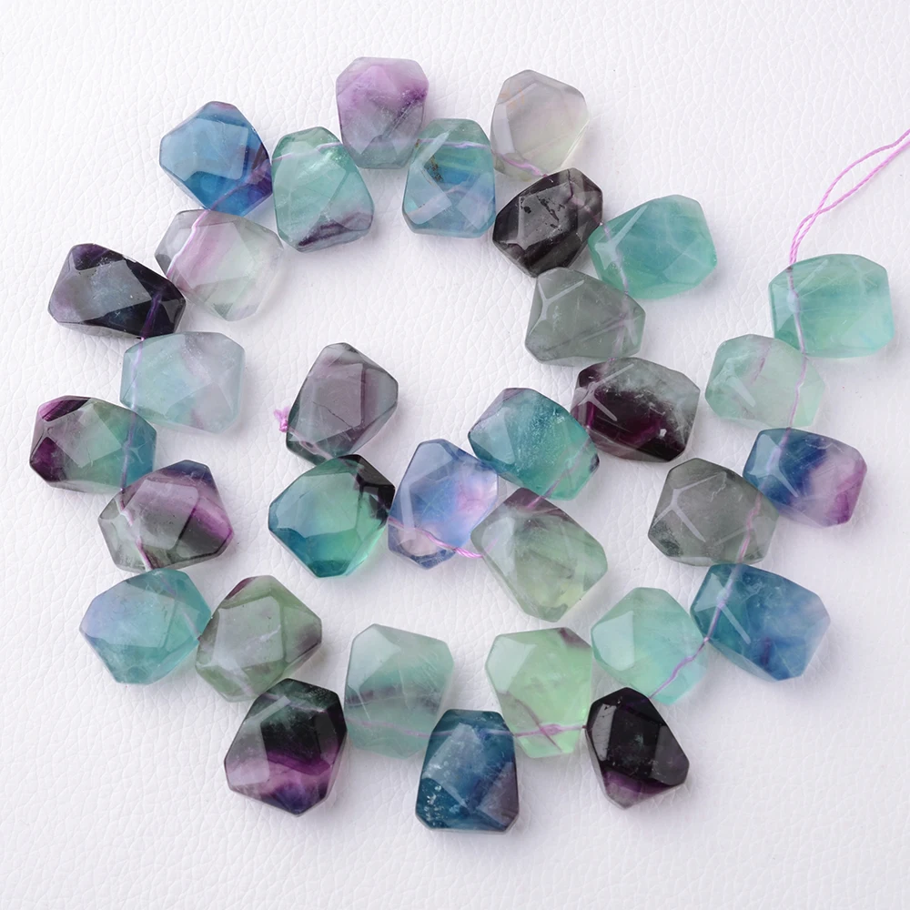 

Natural stone Faceted cube shape loose beads Fluorite Crystal string bead 15.5"