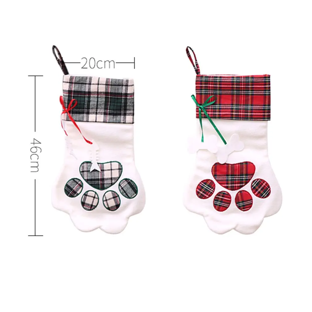 Собака Paw'S Pet плед форма животного Рождество чулок сумка для конфет в подарок Рождественская елка украшения