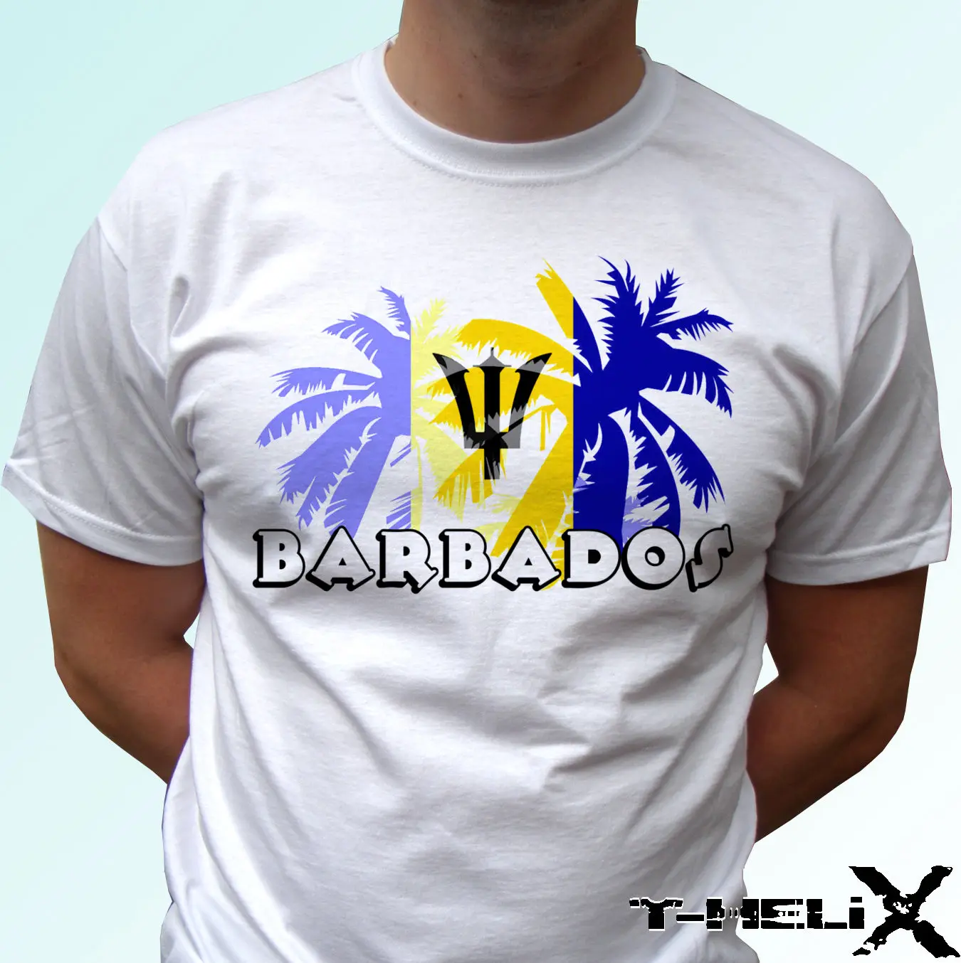 Белая футболка с изображением флага Barbados модная для мальчиков и девочек из 100%