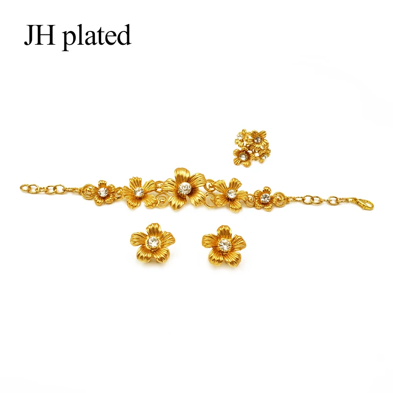 JHplated Модный комплект ювелирных изделий в эфиопском эритрейском стиле с цветами ожерелье/серьги/Кольцо/браслет свадебный подарок ювелирные наборы