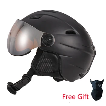 

High Quality Integrally Ski Helmet With Goggle Half-covered Skiing Helmet Goggles CE Outdoor Sports Snowboard Helmet Black