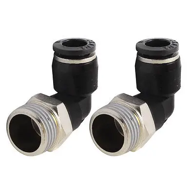 

Right Angle 3/8" PT Male Thread to 8mm Hole Pneumatic Quick Fitting 2 Pcs
