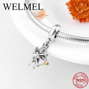 

Valentine's Day gift 925 Sterling Silver found love Cupid Fine Pendants Fit Original Pandora Charm Bracelet Jewelry making