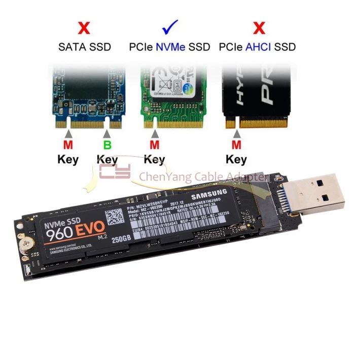 NVME M-key M.2 NGFF SSD Внешний PCBA адаптер конвейера RTL9210 чипсет с чехол для USB 3,0