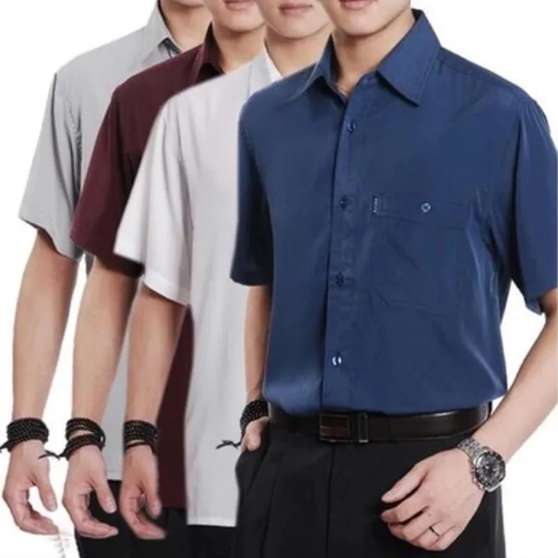 Summer Men Casual Short-Sleeve Shirt Thin Plus Size Slim Fit M, L, XL, XXL, XXXL, XXXXL