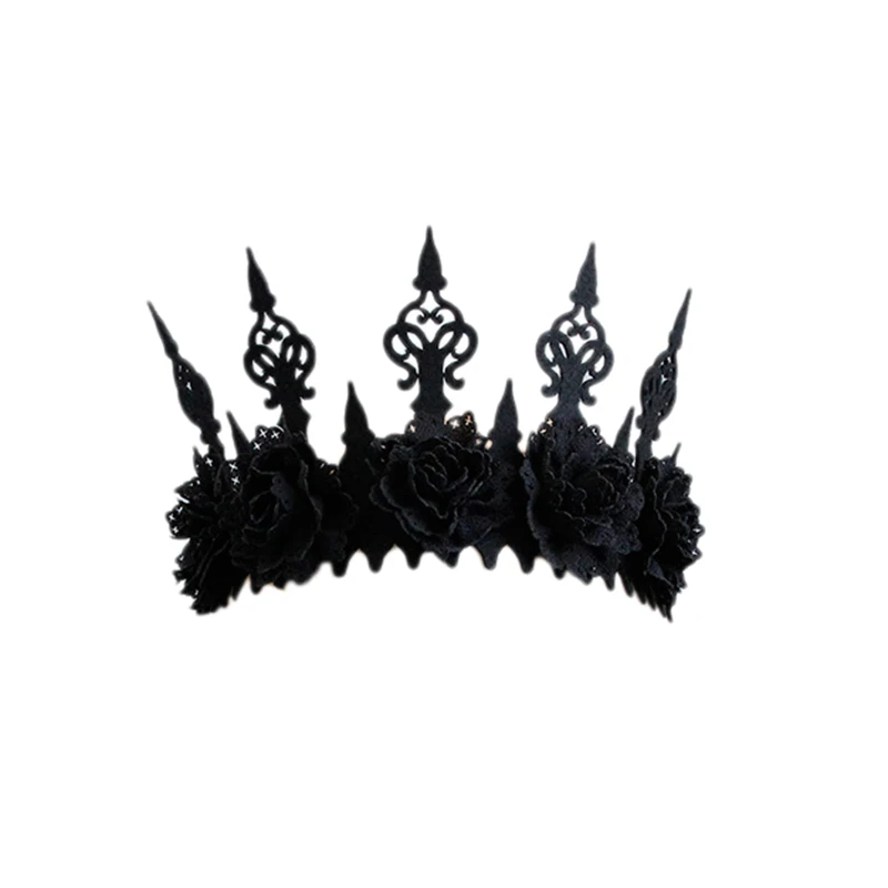 diadema de halloween Corona de halo negro Accesorios Accesorios para el cabello Cintas y turbantes Diademas Corona de flor negra corona de perséfone 