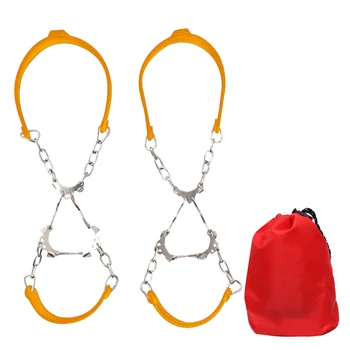 

1pair Winter Hiking 6 Teeth Crampon Chain Outdoor Shoe Spikes Anti Slip Sports Ice Gripper Cleats Climbing Snow Silicone