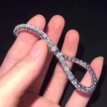 

Trendy 4mm Simulated Diamond Bracelet 925 Sterling Silver Cz Chain Wedding Bracelets For Women Bridal Tennis Party Jewelry Gift