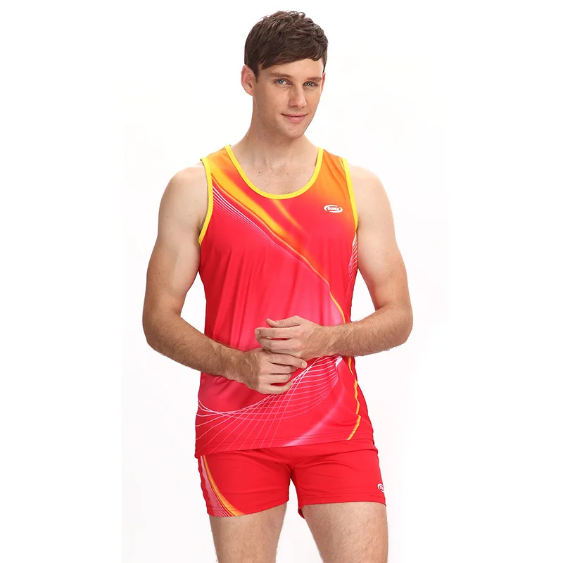 Детская Беговая футболка для бадминтона, шорты, детская одежда для занятий фитнесом и настольным теннисом для мужчин и женщин, одежда для тренировок по футболу - Цвет: Men Red
