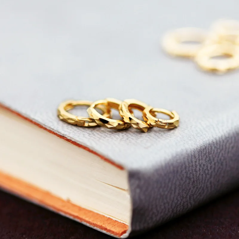 

9k Gold Earrings 4-Size South Korea 9k Gold Jewelry Facet Gold er gu huan Jewelry K Gold Ear Stud 20335
