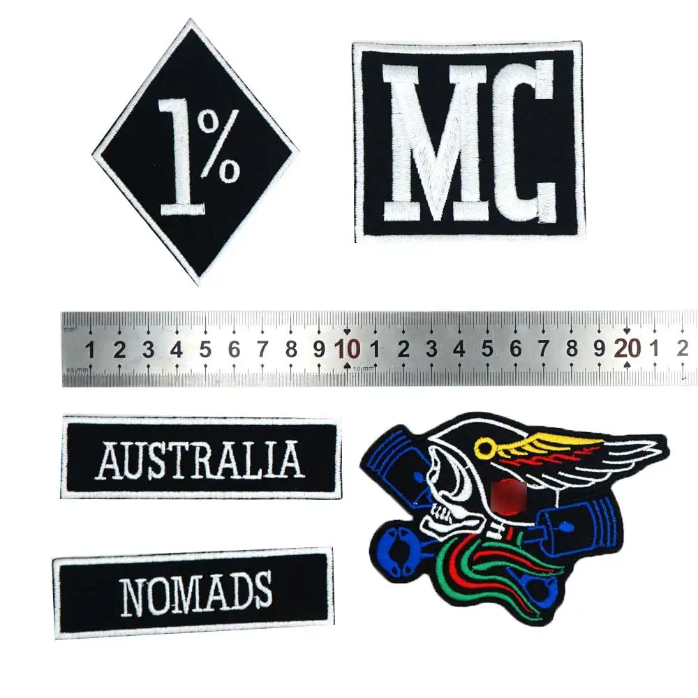 

Australia nomads mc 1% Embroidered Applique Sewing Label punk biker Patches Clothes Stickers Apparel Accessories Badge