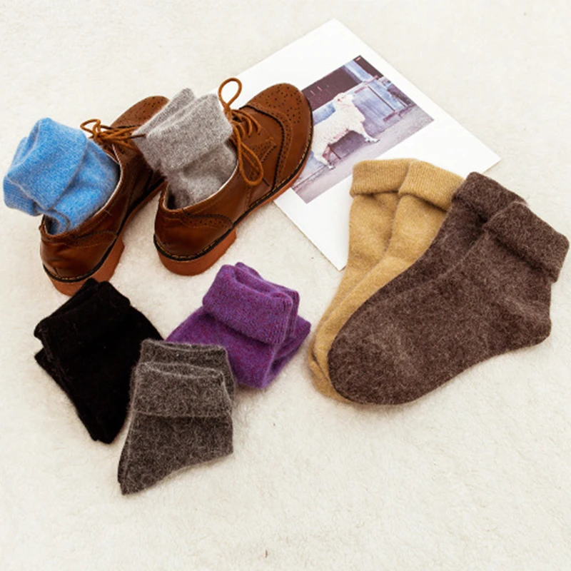 Горячая Распродажа: 5 пар/компл. женские шерстяные кашемировые носки теплые, мягкие Повседневное однотонные зимние теплые толстые носки