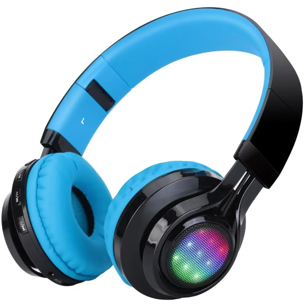 Модный светодиодный Bluetooth наушники AB005 портативный складной TF супер бас стерео Беспроводная игровая гарнитура для музыки с микрофоном - Цвет: Blue with box