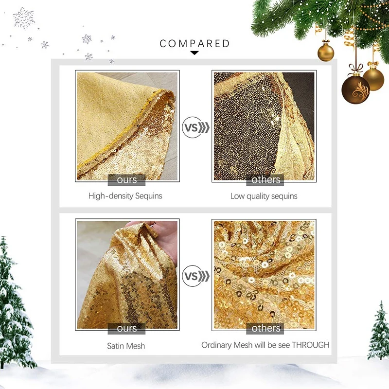 Christmas Tree Skirts 48Inch Sparkly Tree Skirt Fabric Carpet Round Gold Sequin Chrismas Tree Mats Beautiful Photography Tree Sk