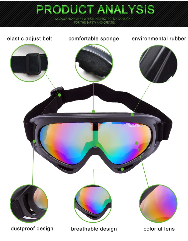 Oculos Ciclismo Велоспорт Снегоход Лыжные очки защитные очки Открытый Мотоцикл Солнцезащитные очки прозрачные