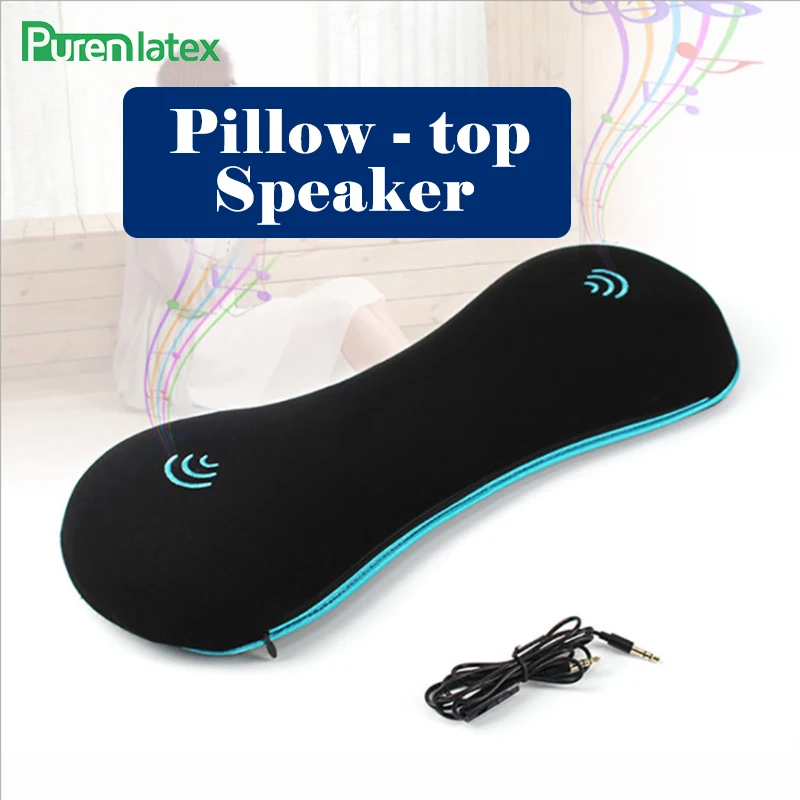 Purenlatex-almohada de espuma de memoria, altavoz pequeño de música, altavoces planos, almohada ortopédica de contorno aislantes, doble direccional