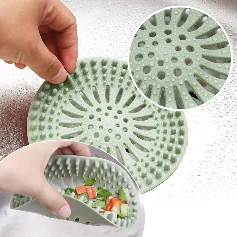 

Bathroom Floor Drain Sewer Filter Anti-Clogging Hair Kitchen Garbage Chute Drainage Net Hand Cover Four-Color Selection Home
