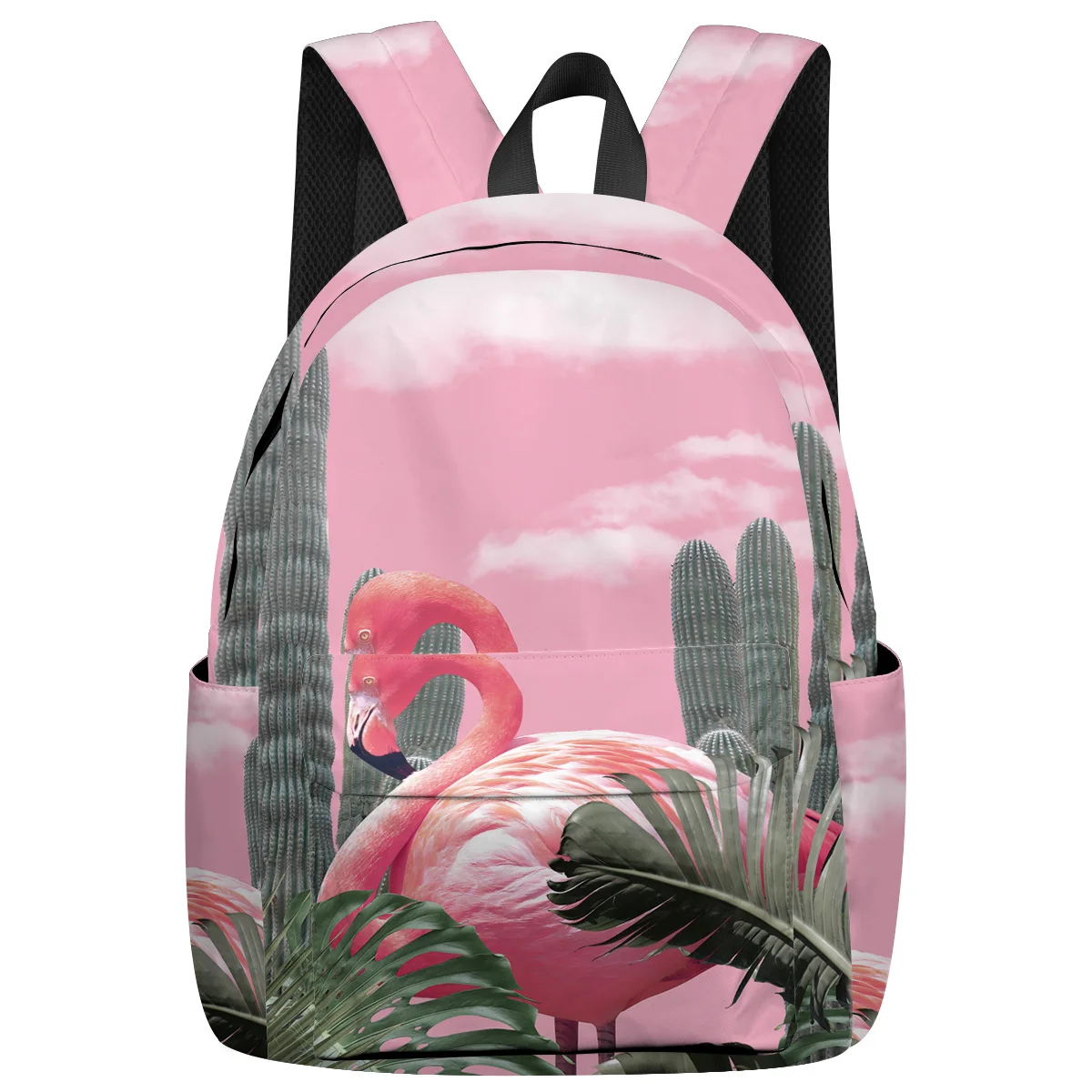 

Flamingos And Tropical Plants Notebook Backpack Scratch Resistant Outdoor Backpack Forefather's Day Multi-Function Back