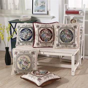 

Chenille Jacquard Embroidery Flower Pillow Cushion Cover Velvet Pillowcase Home Store Decorative Sofa Throw Pillow Case cojines