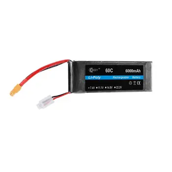 

7.4V 6000mAh 60C XT60 Plug Connector 2S Lipo Rechargable Battery 9048145B for Airplane Helicopter RC Drone Truck Car Boat