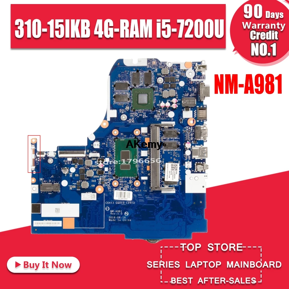 

NM-A981 Laptop motherboard for Lenovo 310-15IKB original mainboard 4G-RAM I5-7200U GT920MX