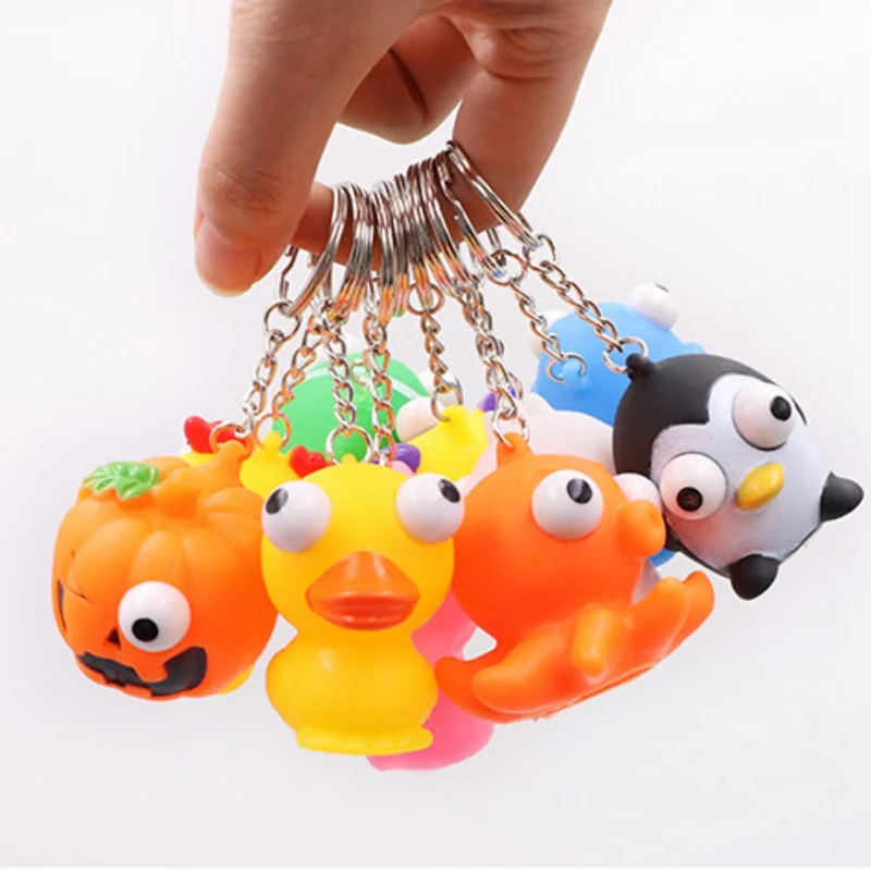 Сжимаемые игрушки, облегчающие стресс, выскакивающие глаза, сжимающие игрушки, Мультяшные животные, брелок для ключей, антистресс, игрушка для рук, детские подарки, случайный выбор