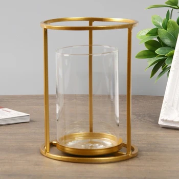 

Candlestick metal, glass for 1 candle "Cylinder" gold 16x12x12 cm 4287406