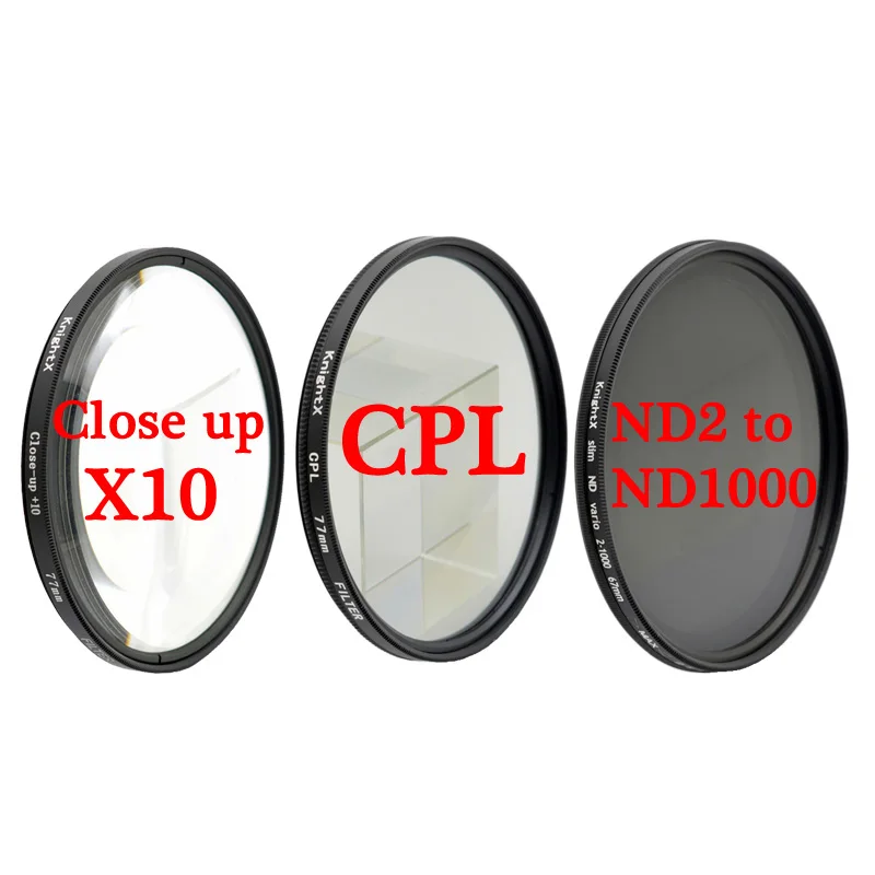 KnightX UV CPL ND Star переменный фильтр для объектива камеры для canon nikon d70 dslr аксессуары 2000d 400d 49 мм 52 мм 55 мм 58 мм 62 мм 67 мм - Цвет: 10X CPL ND2-1000