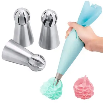 

4pcs/set Silicone Icing Piping Cream Pastry Bag 3pcs Stainless Steel Nozzle Set DIY Cake Decorating Tips Set Kitchen Baking Tool