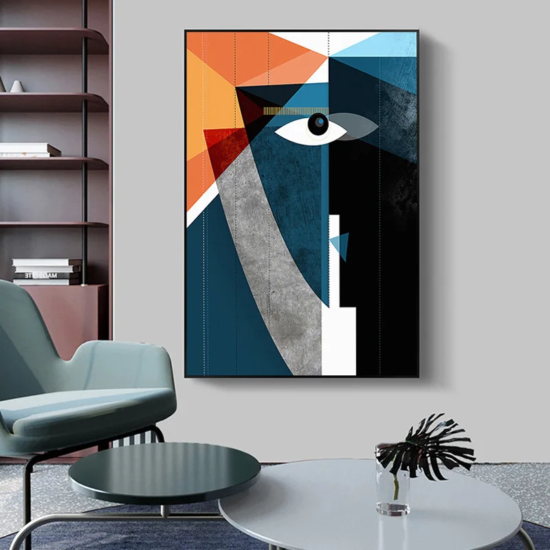 

Nordic Geometric Eye Canvas Painting Modern Abstract Face Poster and Prints Wall Art Picture for Living Room Home Decor Cuadros
