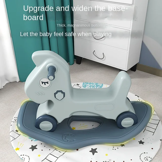 LazyChild 2 In 1 Children's Rocking Horse And Stroller Rocking Chair Baby Wooden Horse Toy Baby Rocking Horse Birthday Gift 2021 2