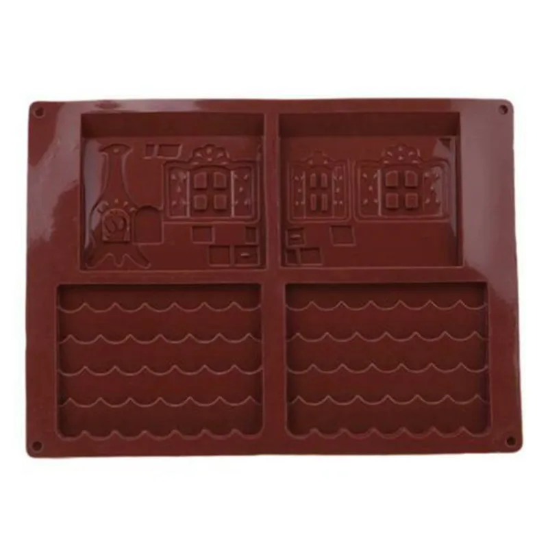 3D Sugar Mold Christmas Tree Ice and Snow Baking Chocolate Silica Gel Mold House House Cake Decorative Clay Mould