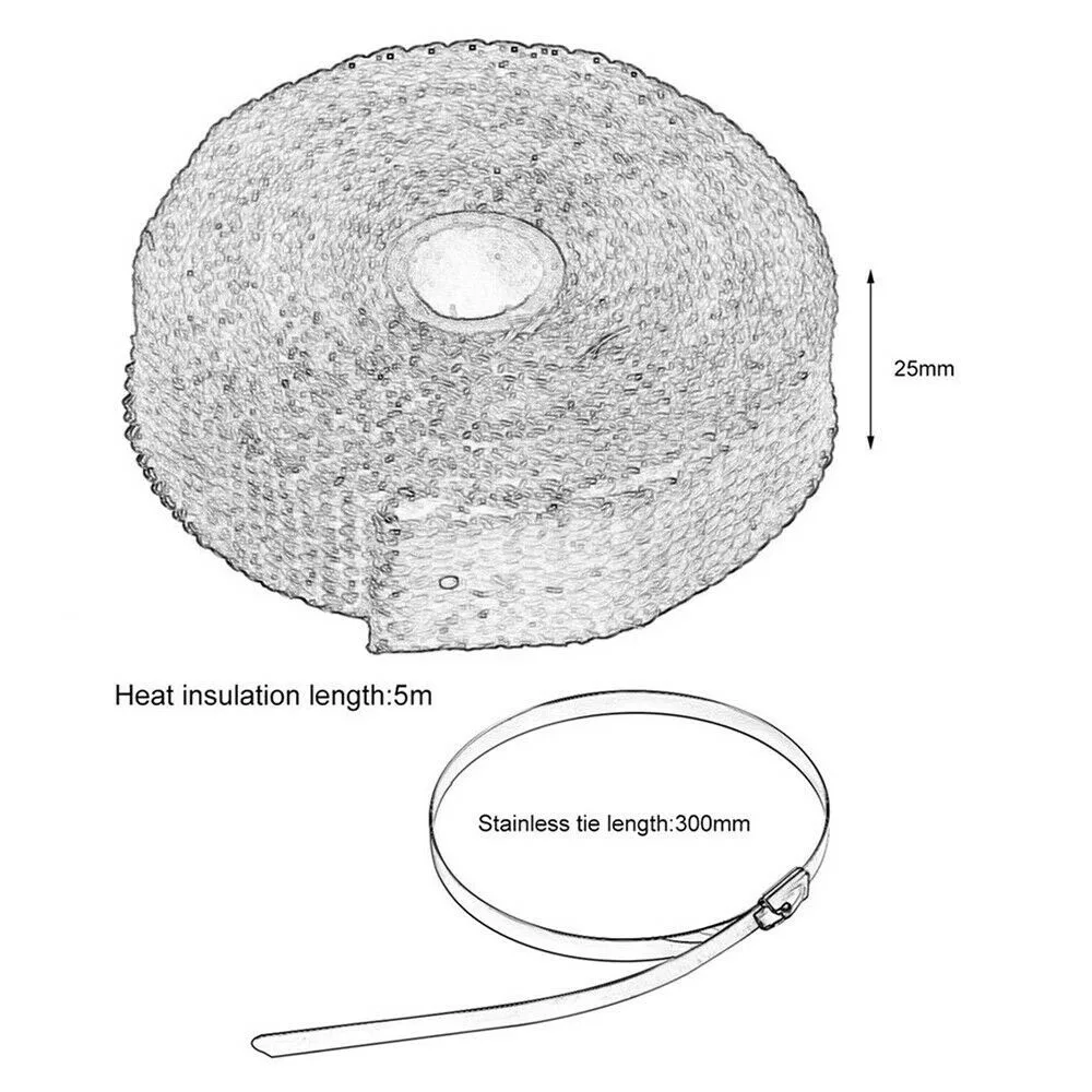 5 м выхлопная труба изоляционная лента шланги двигателя проводка защитная упаковка W/кабельная стяжка