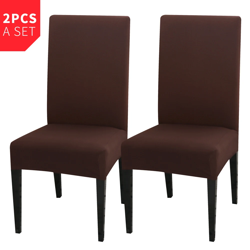 09 Solid Color Chair Cover Spandex Stretch Elastic Slipcovers Chair Covers White For Dining Room Kitchen Wedding Banquet Hotel 2pcs - Цвет: 09