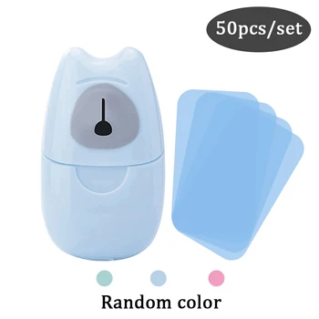 

50Pcs/Box Disinfecting Paper Soap Washing Hand Mini Soap Disposable Scented Slice Sheets Foaming Soap Case Paper Cleaning Items
