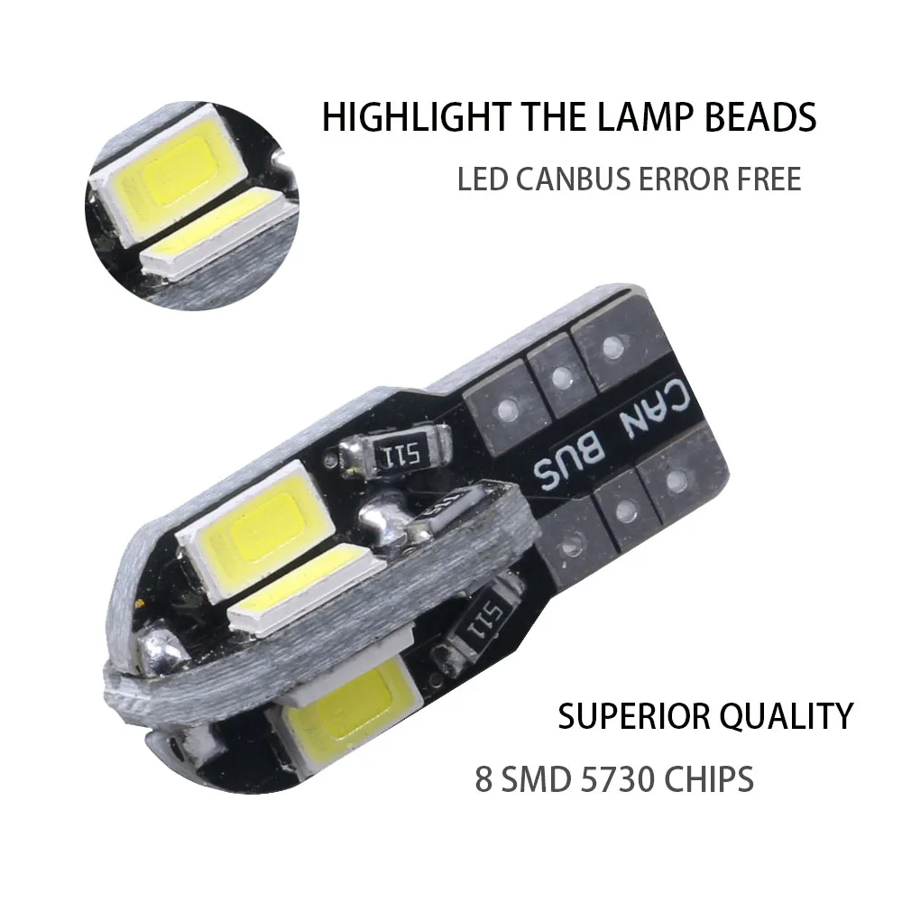 Ampoule led, plaque d'immatriculation T10 W5W LED SMD 5730 pour