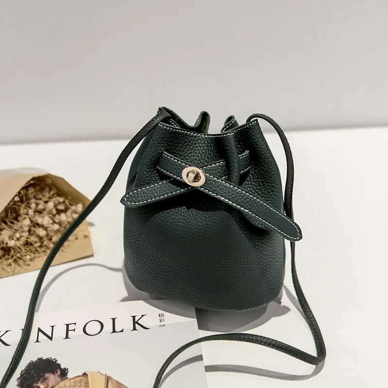 

2019 Summer on New Style Korean-style Versatile Embossed Leather Bucket Bag Hand Fashion Shoulder Bag Mini Bag Cross-body