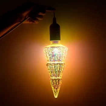 

Christmas Tree 3D Lights LED Colorful Bulb Three-dimensional Seven Color Firework Bulb Christmas Tree Bulb E27 Art Decorations