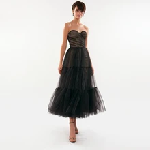 Fivsole – robe de soirée en Tulle à pois, tenue de bal élégante, sans manches, plissée, à plusieurs niveaux 
