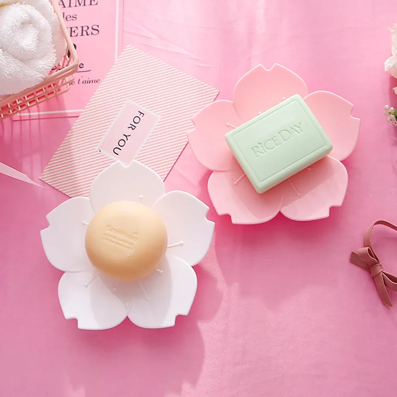 

Soft Pink GIRL'S Heart Creative Cartoon Cute Pink Soap Box Water Draining Soap Dish Bathroom Toilet Soap Box Soap Holder