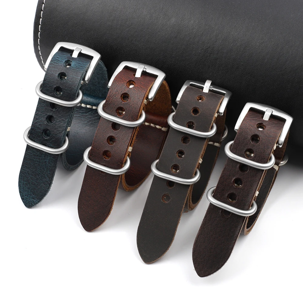 Crazy Horse Lederarmband 20mm 22mm 24mm Vintage Kaffeebraunes Rindslederarmband für Männer Frauen Armbänder Uhrenersatz – Detail 6