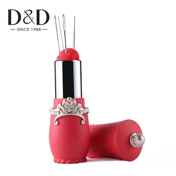 

D&D Lipstick Shaped Pin Cushion With 5 Sewing Needles Pincushions DIY Handcraft Tool For Stitch Sewing Needlework Accessory