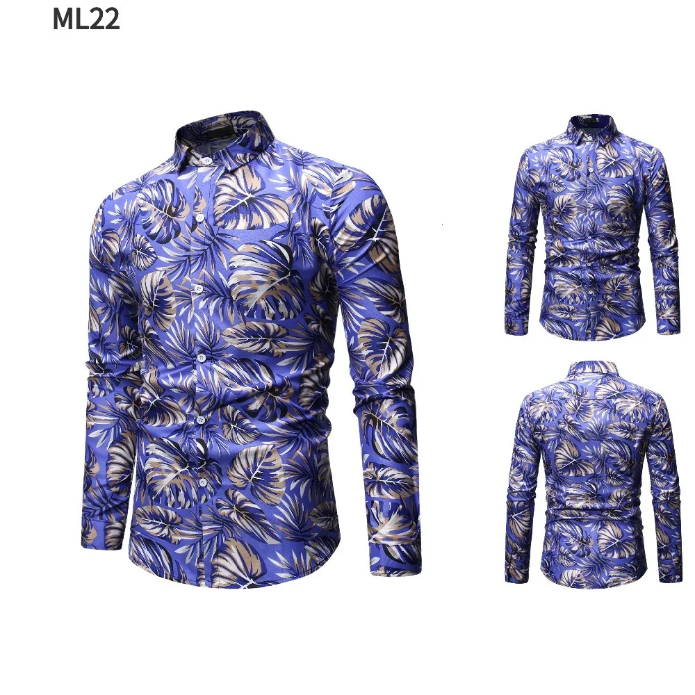 Мужская гавайская рубашка мужская повседневная Camisa Masculina с принтом ананаса пляжные рубашки с длинным рукавом цветочные рубашки мужская
