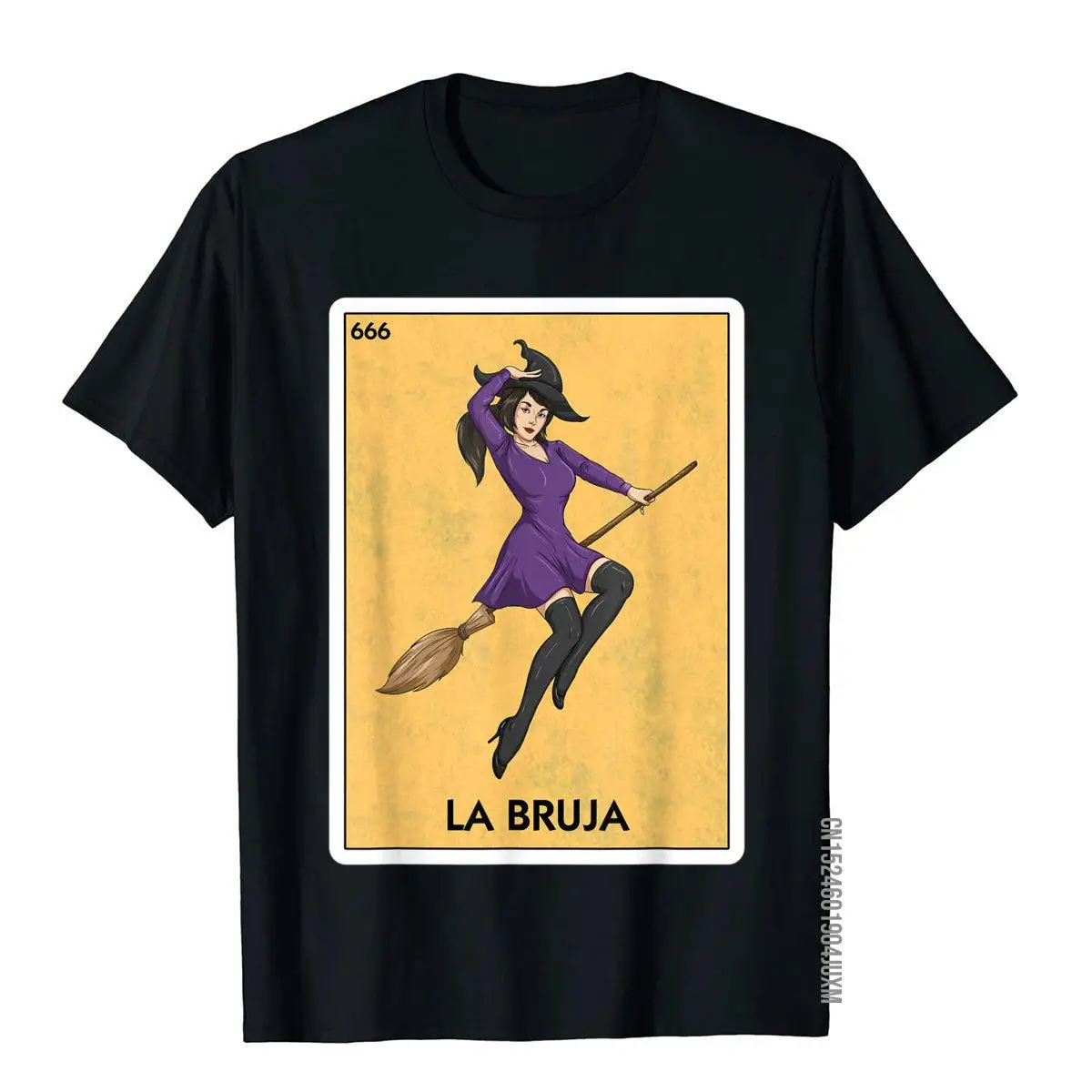 La Bruja The Witch Halloween Mexican Card Game Funny T-Shirt__97A689black